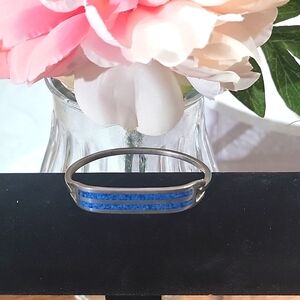 Taxco Mexico Turquoise Inlay Hinge Bracelet